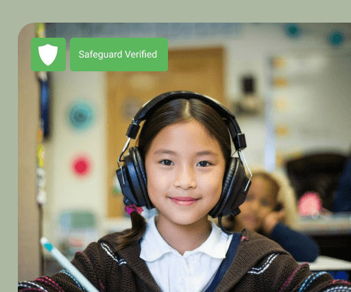A pupil portrait verified by Safeguard after AI face re-generation.
